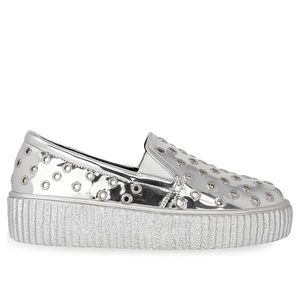 Women's Silver Slip On Platform Sneaker